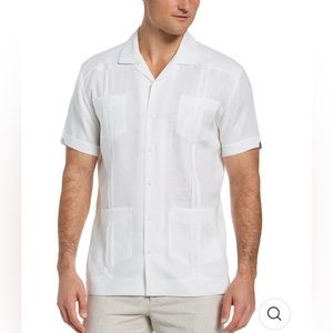 100% White Linen Classic Guayabera shirt - Short Sleeve - M - Cubavera